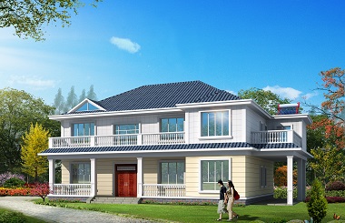 經(jīng)典二層自建別墅設(shè)計(jì)圖，簡(jiǎn)約二層自建房，帶有車庫(kù)