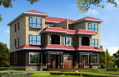 雙拼三層別墅設(shè)計圖，帶堂屋設(shè)計，適合兄弟齊蓋