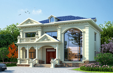 歐式兩層自建房設(shè)計(jì)圖，占地140平